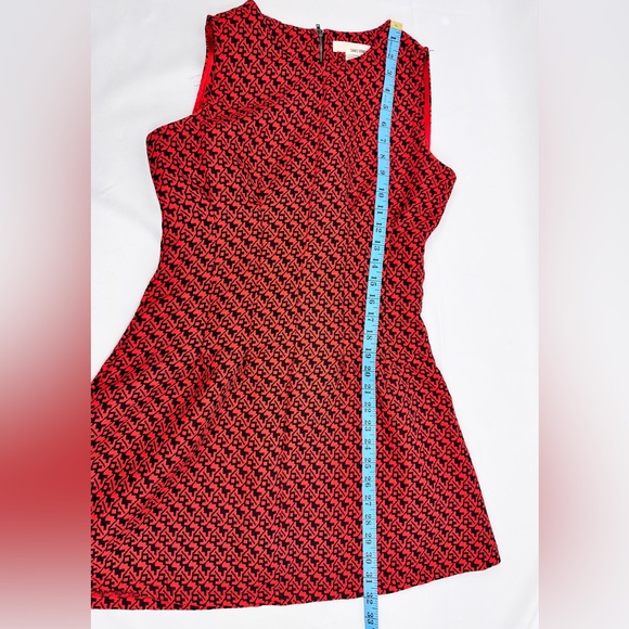 Sans Souci Red Black Geometric Sleeveless Fit & Flare Dress Size M - Picture 10 of 11